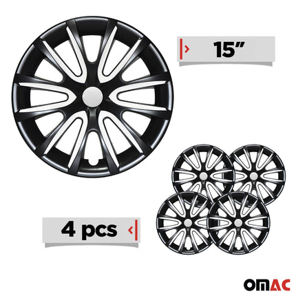 4x Radkappen Radzierblenden Radblenden 15" Zoll Stahlfelgen Schwarz Weiß