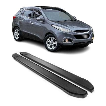 Alu Seitenschweller Trittbretter für Hyundai ix35 2010-2015 Schwarz 2tlg