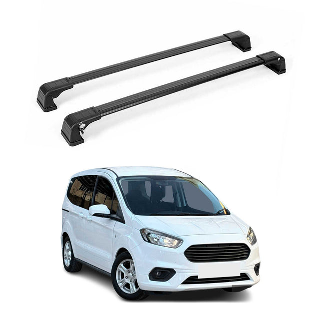 Alu Dachträger Gepäkträger Grundträger für Ford Courier 2014-2024 Schwarz 2x