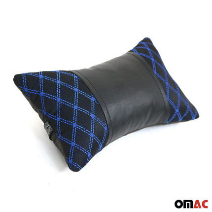 KFZ Auto Kopfstütze Sitzkissen Nackenstütze Textil & Leder Blau Schwarz 8x30 cm