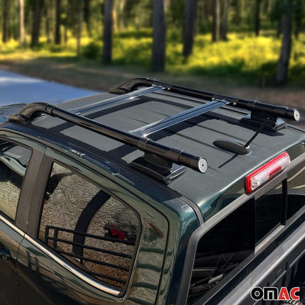 Dachreling & Dachträger Satz für Ford Ranger Double Cab 2007-2012 Alu Schwarz 4x