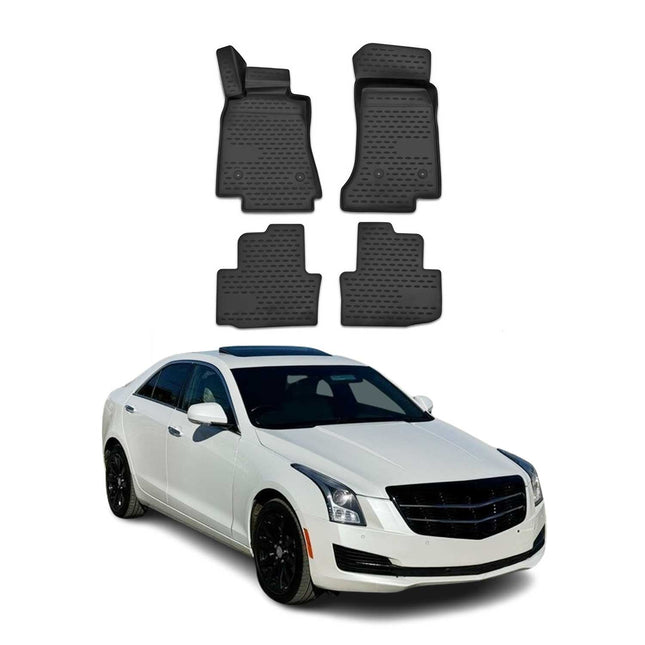 OMAC Gummimatten Fußmatten für Cadillac Ats 2013-2024 TPE Automatten Schwarz 4x