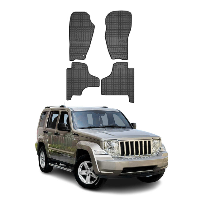 OMAC Gummi Fußmatten für Jeep Cherokee KK 2007-2013 Automatten Gummi Schwarz 4x