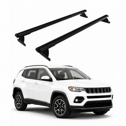 Dachträger Grundtäger für Jeep Compass II 2017-2025 75kg Aluminium Schwarz 2 tlg