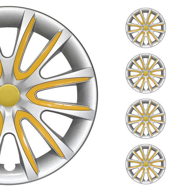 4x Radblenden Radkappen Radzierblenden für 16" Zoll Stahlfelgen Grau Gelb