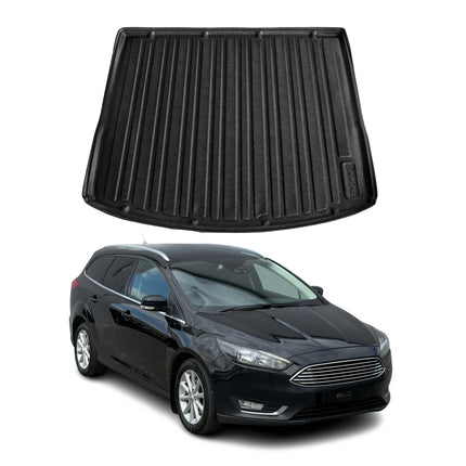 Kofferraumwanne Laderaumwanne für Ford Focus Turnier 2011-2018 Gummi TPE Schwarz