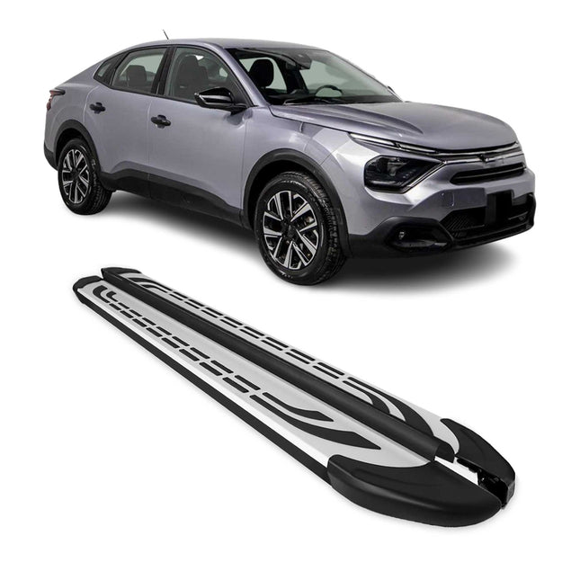 Trittbretter Seitenschweller für Citroen C4 X 2022-2026 Silber Schwarz 2 tlg