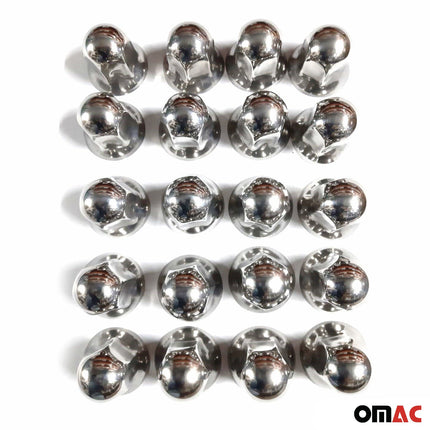 40x Glänzend Chrom Radmutterkappen Schutz Ø32mm für hohe Schrauben / LKW
