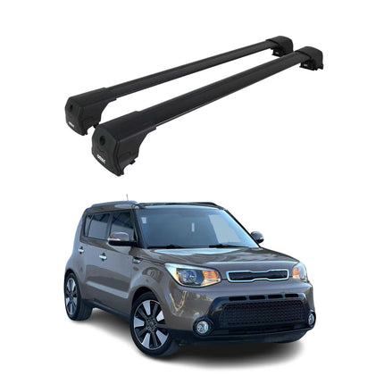 Dachträger Grundtäger für Kia Soul 2014-2019 75kg Aluminium Schwarz 2tlg