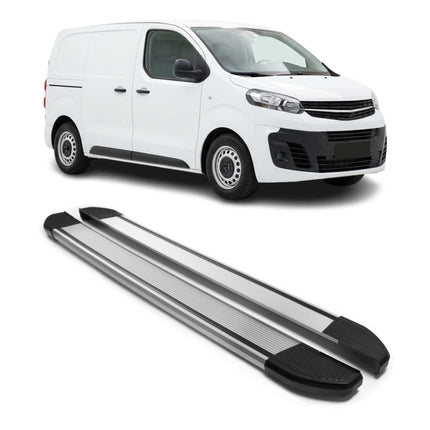 Alu Seitenschweller Trittbretter für Opel Vivaro C 2019-2026 Kurzer Silber 2tlg