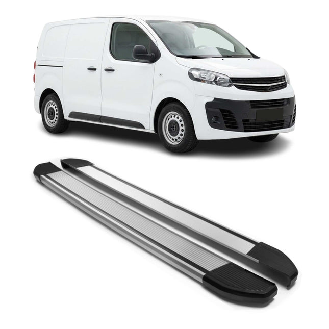 Alu Seitenschweller Trittbretter für Opel Vivaro C 2019-2026 Kurzer Silber 2tlg