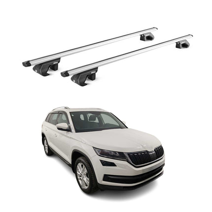 Dachträger Grundtäger für Skoda Kodiaq 2016-2024 90kg Aluminium Silber 2 tlg ABE