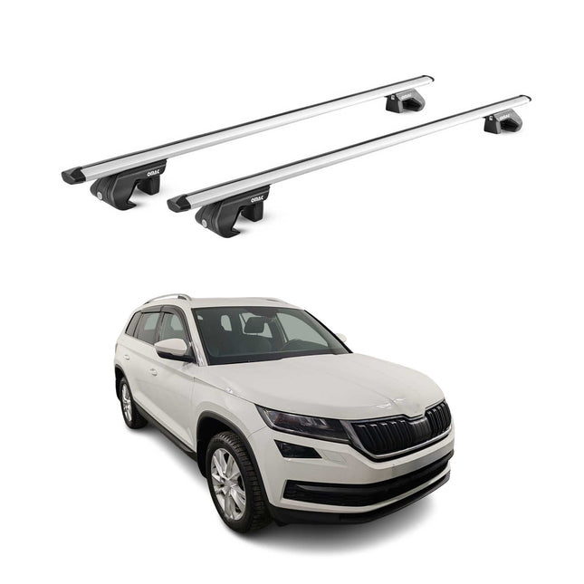 Dachträger Grundtäger für Skoda Kodiaq 2016-2024 90kg Aluminium Silber 2 tlg ABE