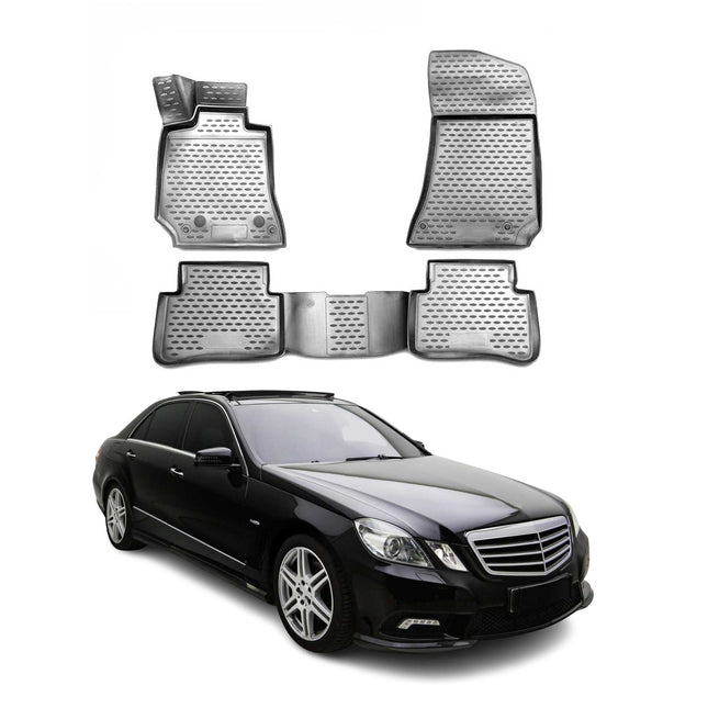OMAC Gummimatten Fußmatten für Mercedes W212 2013-2016 TPE Automatten Grau 4x