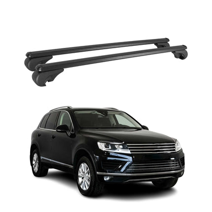 Dachträger für VW Touareg 2010-2018 Gepäckträger Grundträger Alu Schwarz 2x