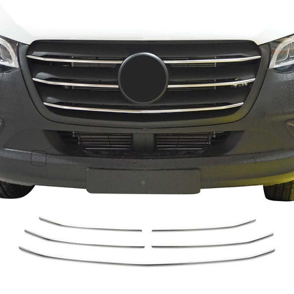 Kühlergrill Leisten für Mercedes Sprinter 907 910 2018-2026 Gebürstet Chrom 5x