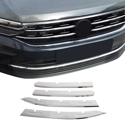 Kühlergrill Leisten Grillleisten für VW Tiguan 2020-2024 Edelstahl Chrom 4tlg