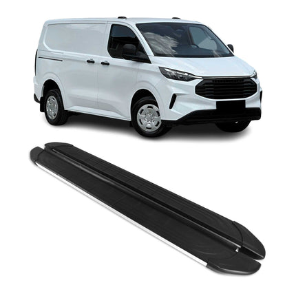 Seitenschweller Trittbretter für Ford Tourneo Custom 2023-2026 L1 Silber 2 tlg