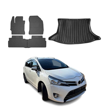 Fußmatten & Kofferraumwanne Set für Toyota Verso AR20 2009-2018 Gummi Schwarz 5x