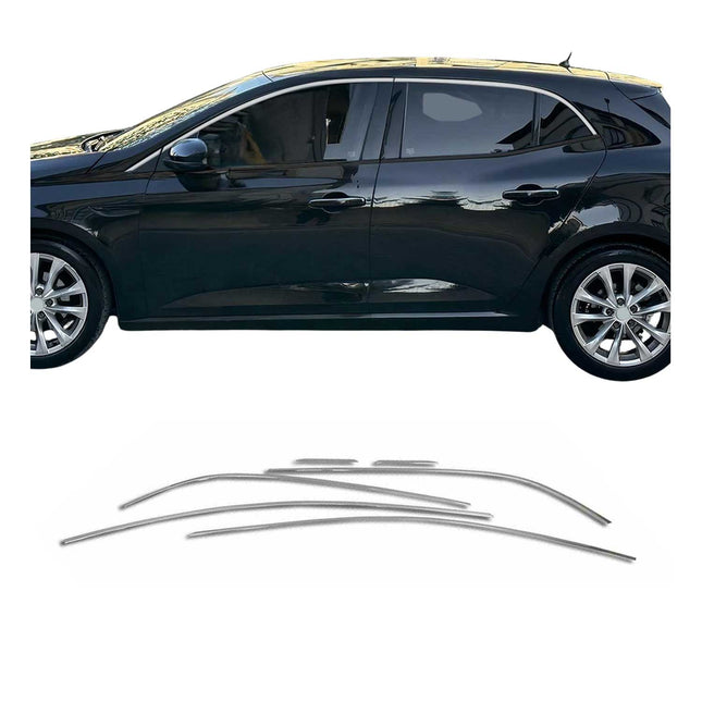 Fensterleisten Zierleisten für Renault Megane 2015-2020 Edelstahl Chrom 6tlg