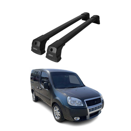 Dachträger Gepäckträger für Fiat Doblo 2000-2009 Grundträger Alu Schwarz 2x