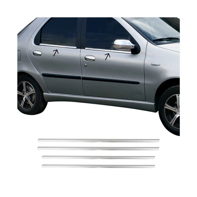 Fensterleisten Fensterrahmen für Fiat Palio / Sienna 1995-2004 Edelstahl Chrom