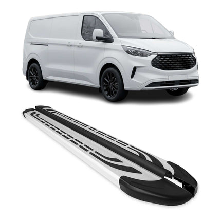 Trittbretter Seitenschweller für Ford Tourneo Custom 2023-2026 L2 Silber 2 tlg