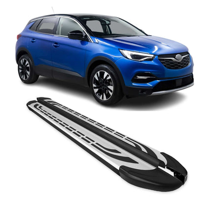 Trittbretter Schweller Seitenbretter für Opel Grandland 2021-2024 Schwarz Alu