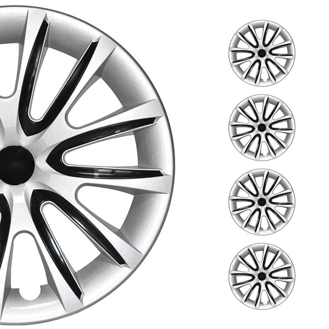 4x Radblenden Radkappen Radzierblenden für 15" Zoll Stahlfelgen Silber Schwarz