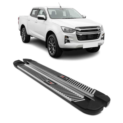 Trittbretter Seitenbretter für Isuzu D-max III 2019-2026 Alu Schwarz Silber