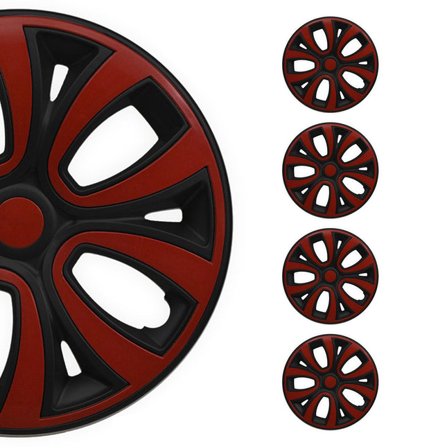 4 Stück Radblenden Radkappen Radzierblenden 16" Zoll Stahlfelgen Schwarz-Rot