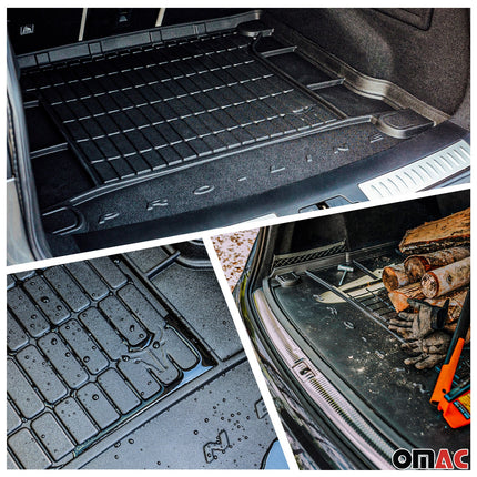 OMAC Fußmatten & Kofferraumwanne Set für Ford Fiesta mk7 2017-2023 Schwarz Gummi
