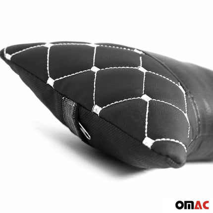 KFZ Auto Kopfstütze Kissen Nackenstütze Nackenkissen Leder Schwarz Weiß 2 Stück