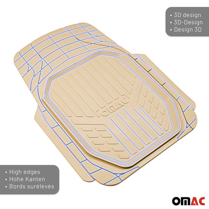 Fußmatten Automatten für Opel Astra 3D Passform Hoher Rand Gummimatten Beige