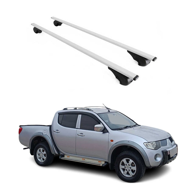 Dachträger Grundtäger für Mitsubishi L200 2005-2015 75kg Metall Silber 2 tlg
