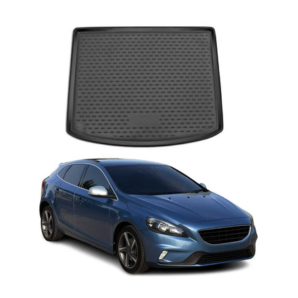 Kofferraummatte Kofferraumwanne für Volvo V40 2012-2019 Gummi TPE Schwarz