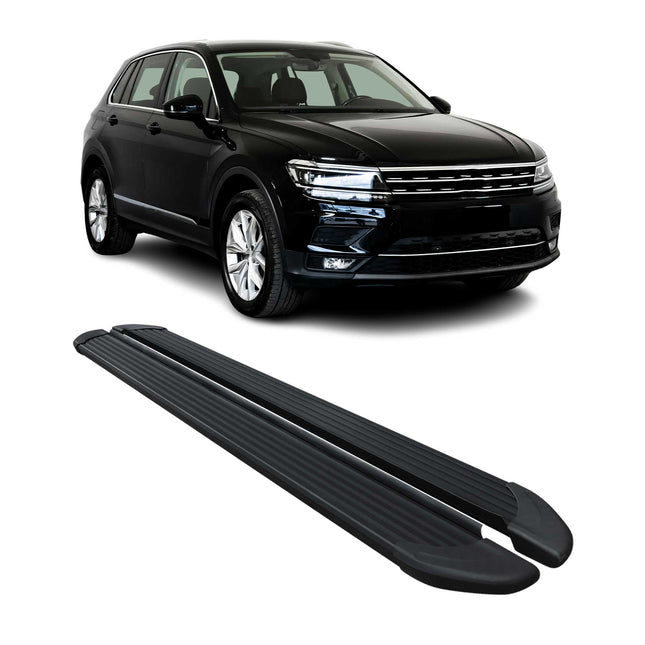 Alu Seitenschweller Trittbretter Schweller für VW Tiguan mk2 2016-2024 Schwarz