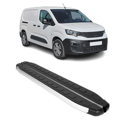 Trittbretter Schweller Seitenschweller für Peugeot Partner 2018-26 Van L2 Alu 2x
