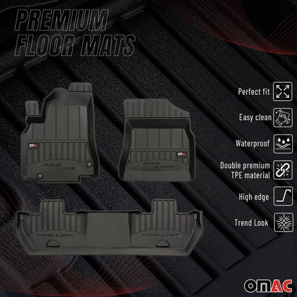 OMAC Gummi Fußmatten für Peugeot Partner Tepee 2008-2018 Premium TPE Schwarz 3x