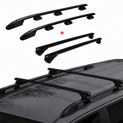 Dachreling + Dachträger für Ford Transit 2015-2026 L2 Mitte RS Alu Schwarz 4x