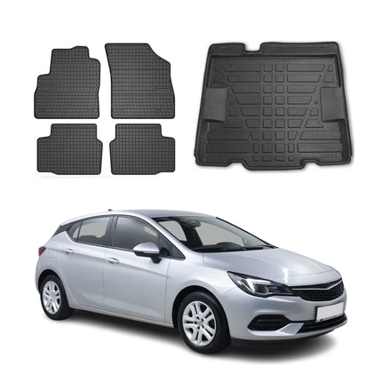 Fußmatten & Kofferraumwanne Set für Opel Astra K 2019-2021 Untere Gummi TPE 5x