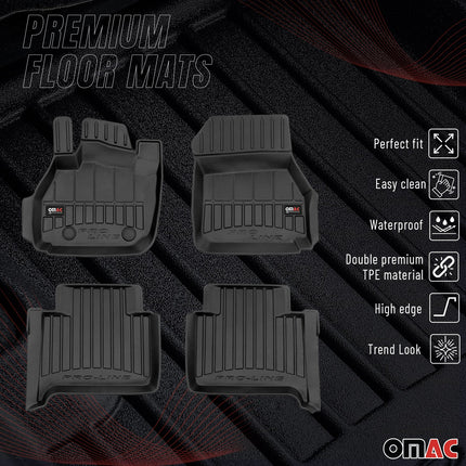 OMAC Gummi Fußmatten für Renault Zoe 2012-2024 Premium TPE Automatten Schwarz 4x