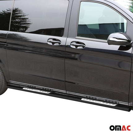 Stahl Schwellerrohre Trittbretter für Mercedes Vito W447 2014-2026 L1 Schwarz 2x