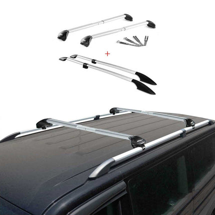 Dachreling + Dachträger Satz für Fiat Doblo 2010-2021 Langer L2 Alu Grau