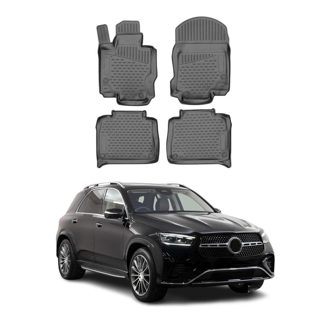 OMAC Gummimatten Fußmatten für Mercedes GLE V167 2019-2024 TPE Matten Schwarz 4x