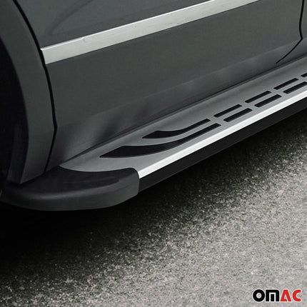 Trittbretter Seitenschweller für BMW X1 2009-2015 Silber Schwarz Aluminium 2 tlg
