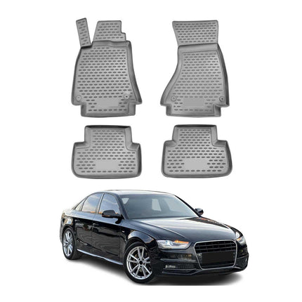 OMAC Gummimatten Fußmatten für Audi A4 B8 Limo Avant Allroad 2009-2016 Grau 4x