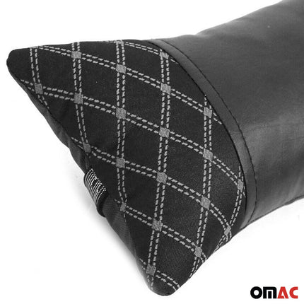 KFZ Auto Kopfstütze Sitzkissen Nackenstütze Textil & Leder Schwarz 8x30 cm
