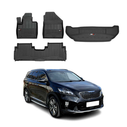 OMAC Fußmatten & Kofferraumwanne Set für Kia Sorento 2015-2020 Gummi Schwarz 4x