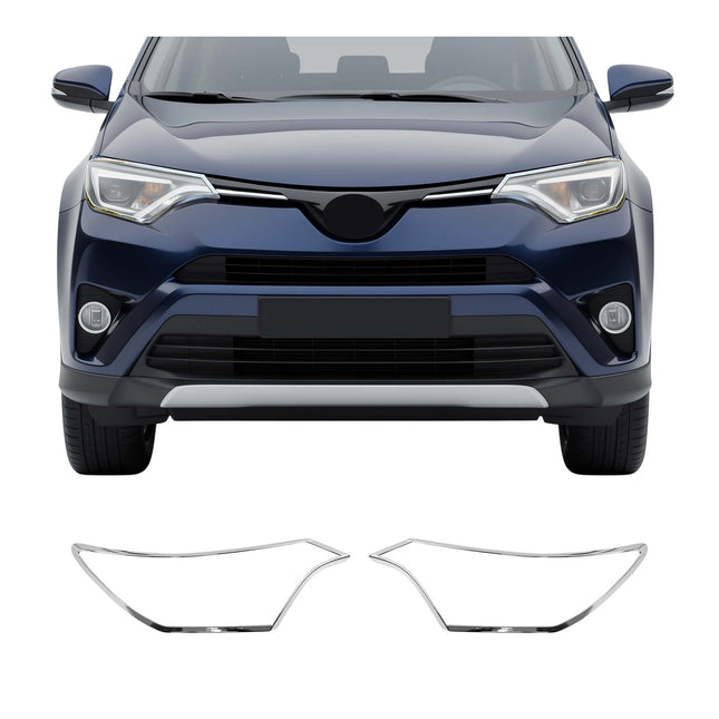 Scheinwerfer Leisten Scheinwerferblende für Toyota RAV4 2015-2018 Chrom ABS 2tlg
